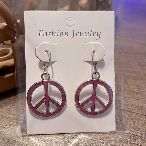 🛍️Pink Peace Sign Earrings🛍️ - Picture 1 of 3